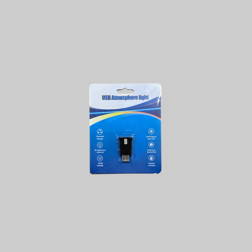 USB-dongle die wordt gebruikt voor LED-verlichting. Het is verpakt in een blauw-witte verpakking.