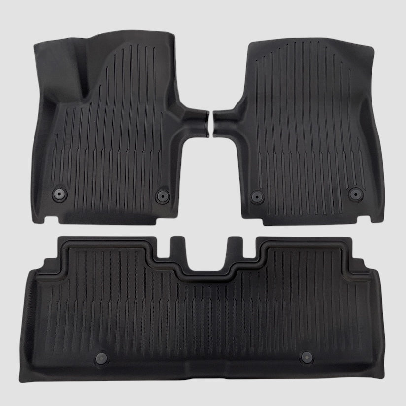 GCG MAX All Weather vloermatten set in drie lagen voor Kia EV6, voor- en achterstoelen getoond op productfoto.