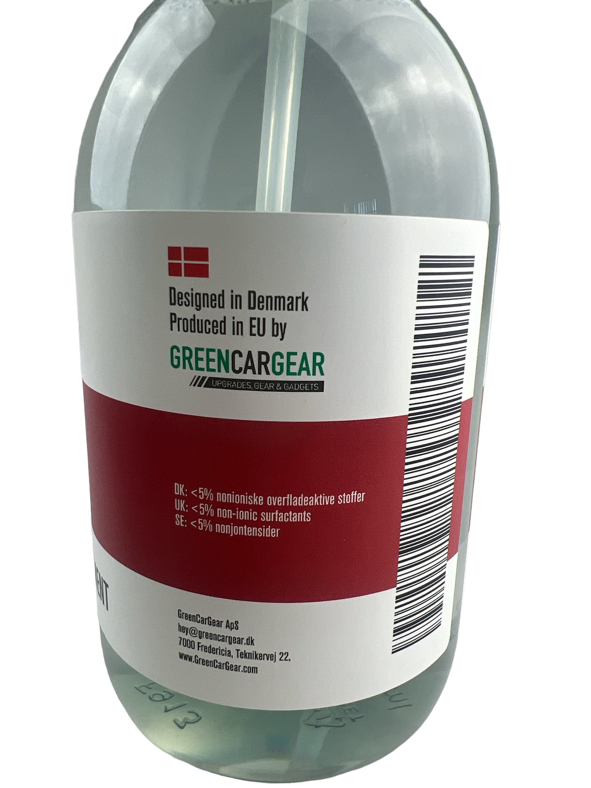 GCG MAX Leer & Stofreiniger fles, ontworpen in Denemarken