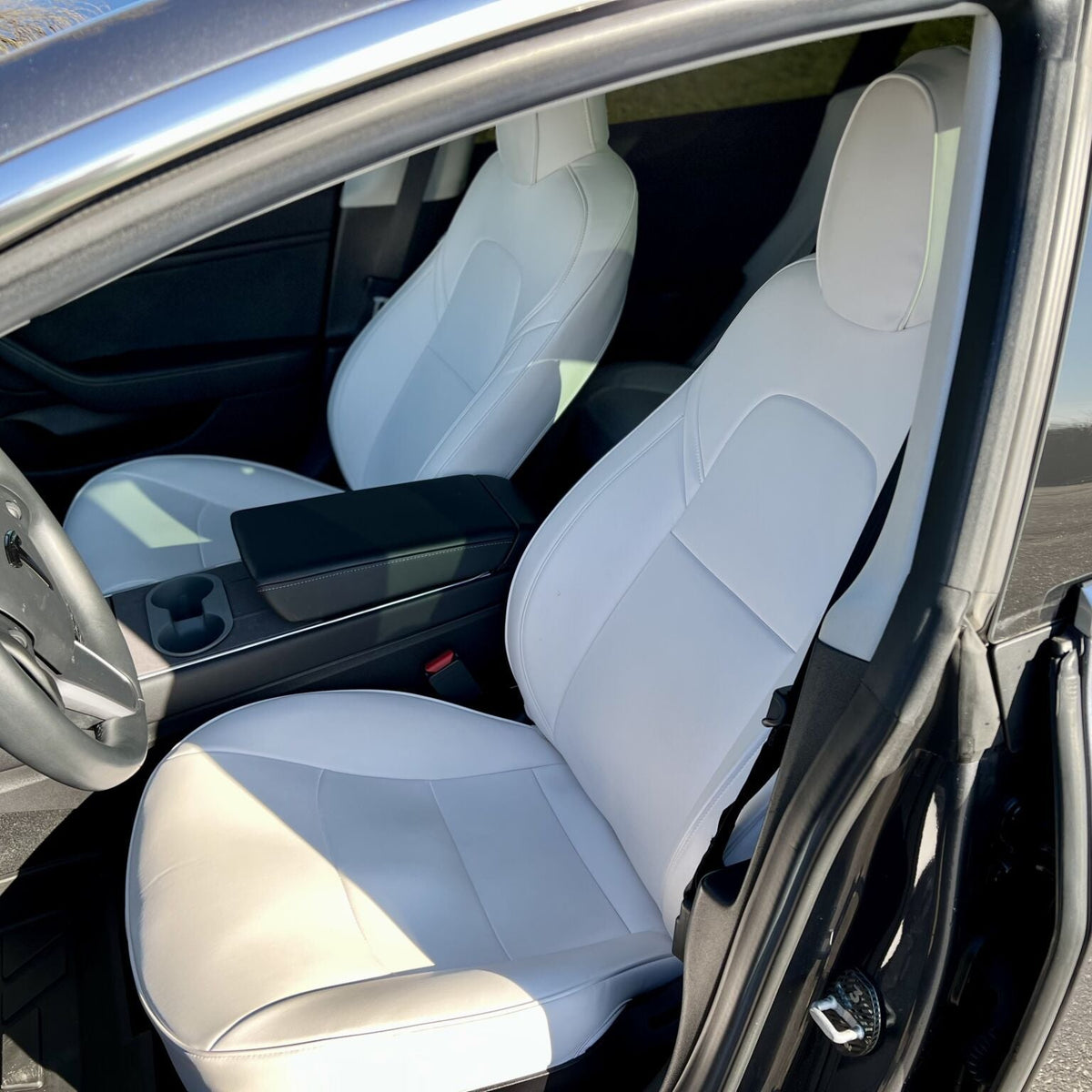 Compleet set witte stoelbekleding voor Tesla Model Y interieur