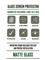 Beschrijving van GCG MAX schermbeschermer voor Tesla Model 3/Y met mat glas.