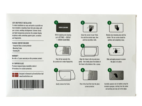 Handleiding die de montage van een schermbeschermer voor Tesla Model 3 en Y toont