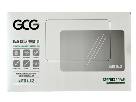 GCG Max mat glazen schermbeschermer voor Tesla Model 3 en Model Y.