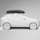 Thule Pulse 2 XL Black Aeroskin sort tagboks monteret på bil, illustration af sidevisning