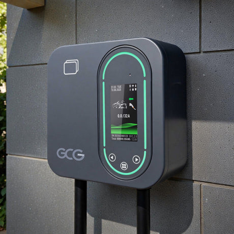 GCG MAX 11kW laadstation, stijlvol gemonteerd aan een muur