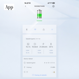 GCG MAX lader appweergave met batterijpercentage en oplaadstatistieken
