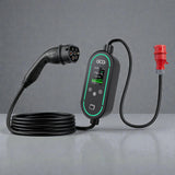 GCG MAX Mobiele 11kW lader met groene details en rode stroomstekker