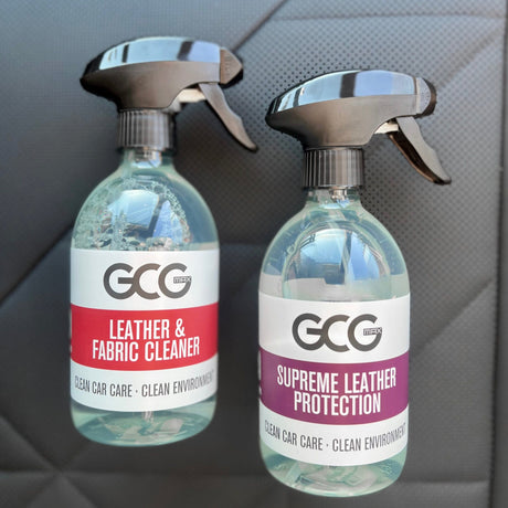 GCG MAX zitverzorgingsset met Leather & Fabric Cleaner en Supreme Leather Protection.