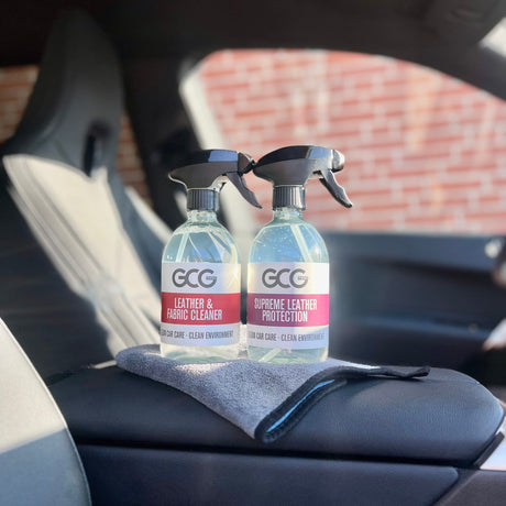 GCG MAX zitverzorgingsset met Leather & Fabric Cleaner en Supreme Leather Protection.