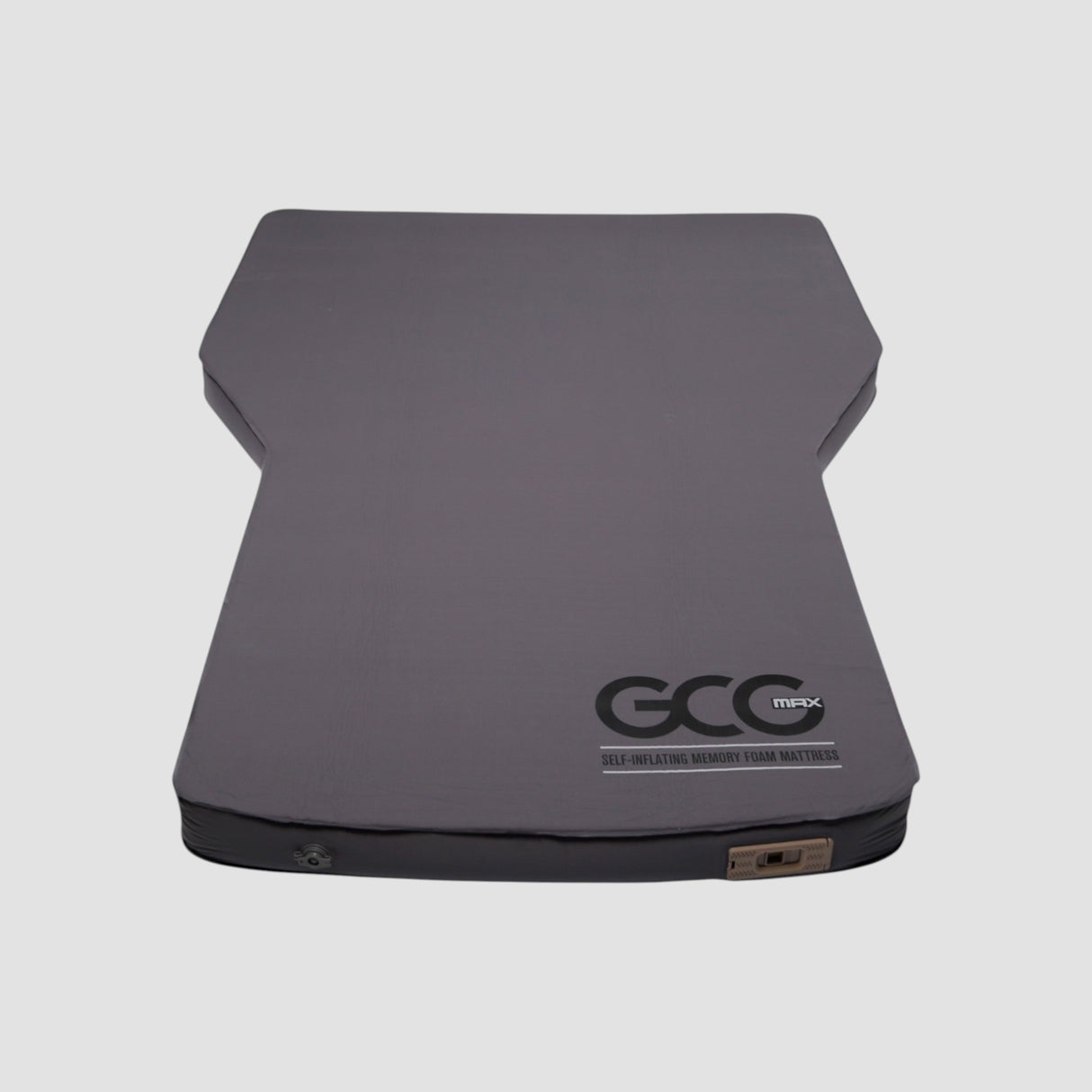 GCG MAX Comfort luchtmatras met traagschuim in grijs, gezien van boven op een witte achtergrond.