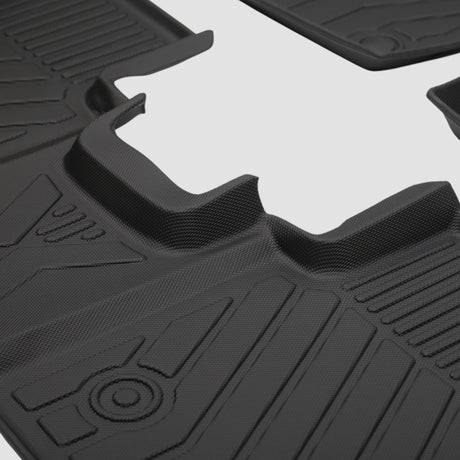 Detail van duurzame all-weather mat voor auto-interieur met gestructureerd patroon