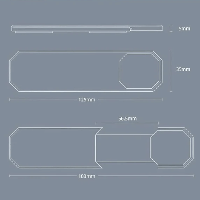 Afmetingen van de telefoonhouder. Gemeten in millimeters.