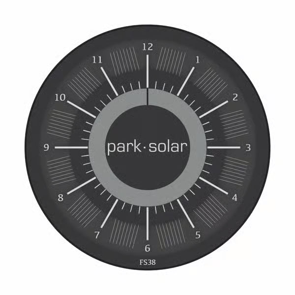 ParkOne Solar FS38 zonnecel aangedreven parkeerschijf, zwart met witte tijdsaanduiding