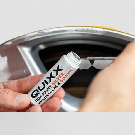 Quixx velglak reparatie voor velgen die op een zilveren velg worden gebruikt.