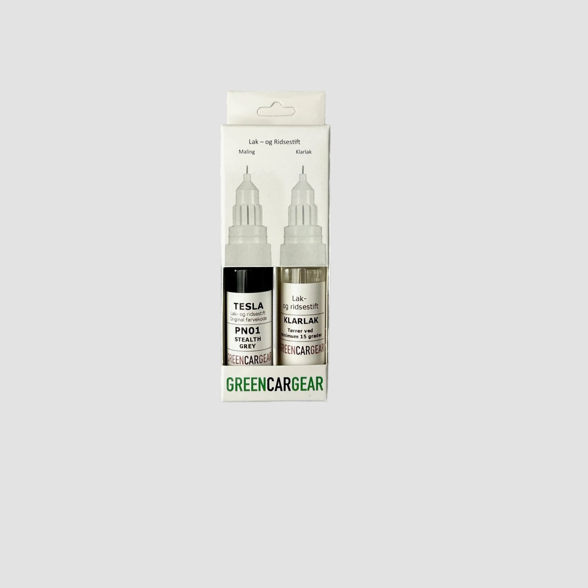GCG lakstift met de kleur stealth grey en blanke lak verpakt