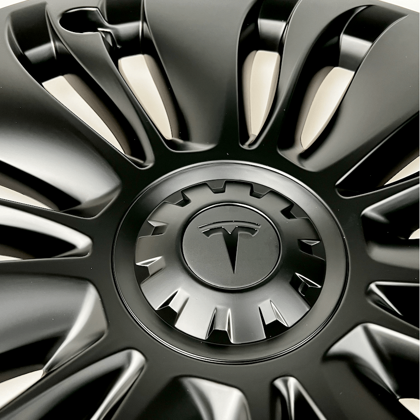 Vortex wieldopjes voor Tesla Model Y met middenkapje met Tesla-logo