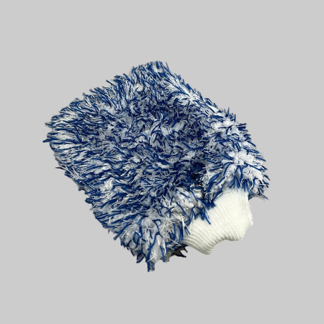 Blauwe washandschoen