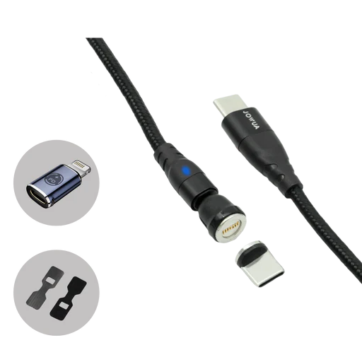 Jowua magnetische laadkabel USB-C naar USB-C + Lightning Adapter