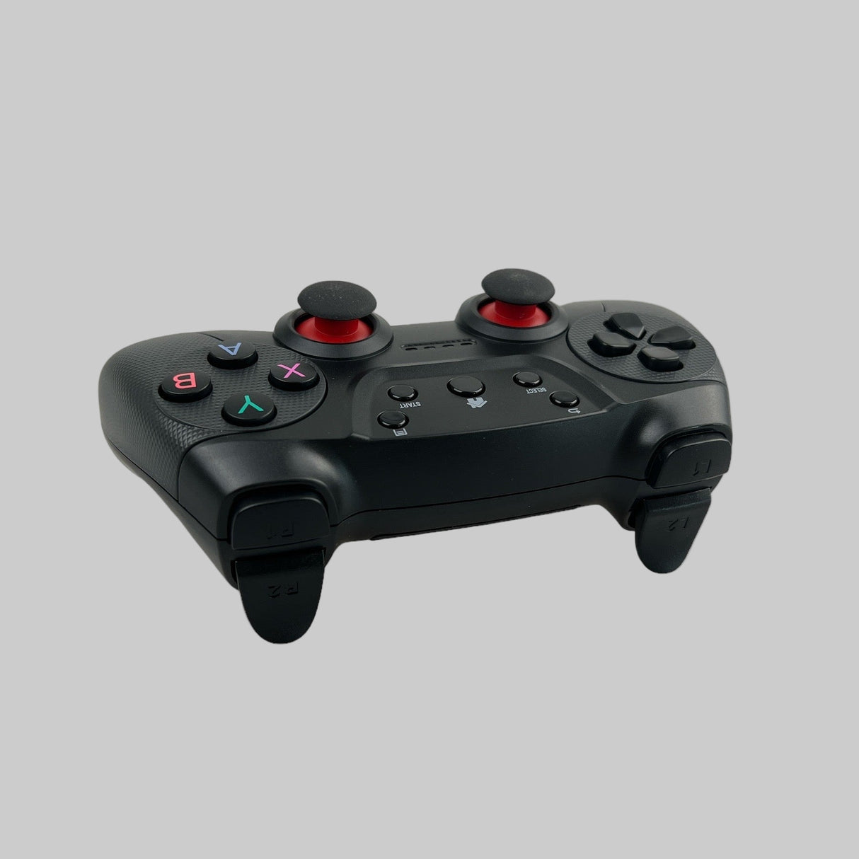 Draadloze controller set van achteren gezien. De kleur is zwart met een beetje rood. Kan gebruikt worden in Tesla-auto's.